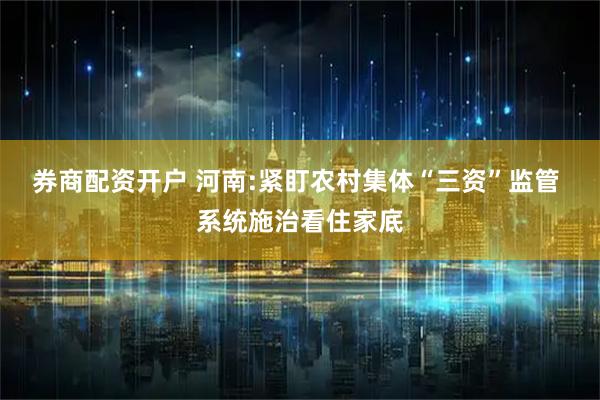 券商配资开户 河南:紧盯农村集体“三资”监管 系统施治看住家底